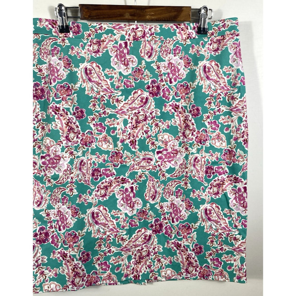 J Crew Pencil Skirt Sz 12 Mint Green Floral Paisley Preppy Tailored NEW Corpcore - Picture 7 of 14